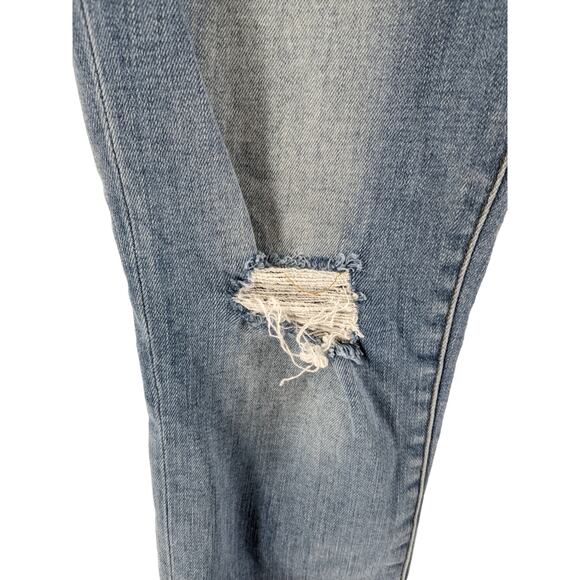 Frame Le High Skinny Jeans 27 Blue Distressed Denim Raw Hem Stretchy Mid Rise - Picture 4 of 14
